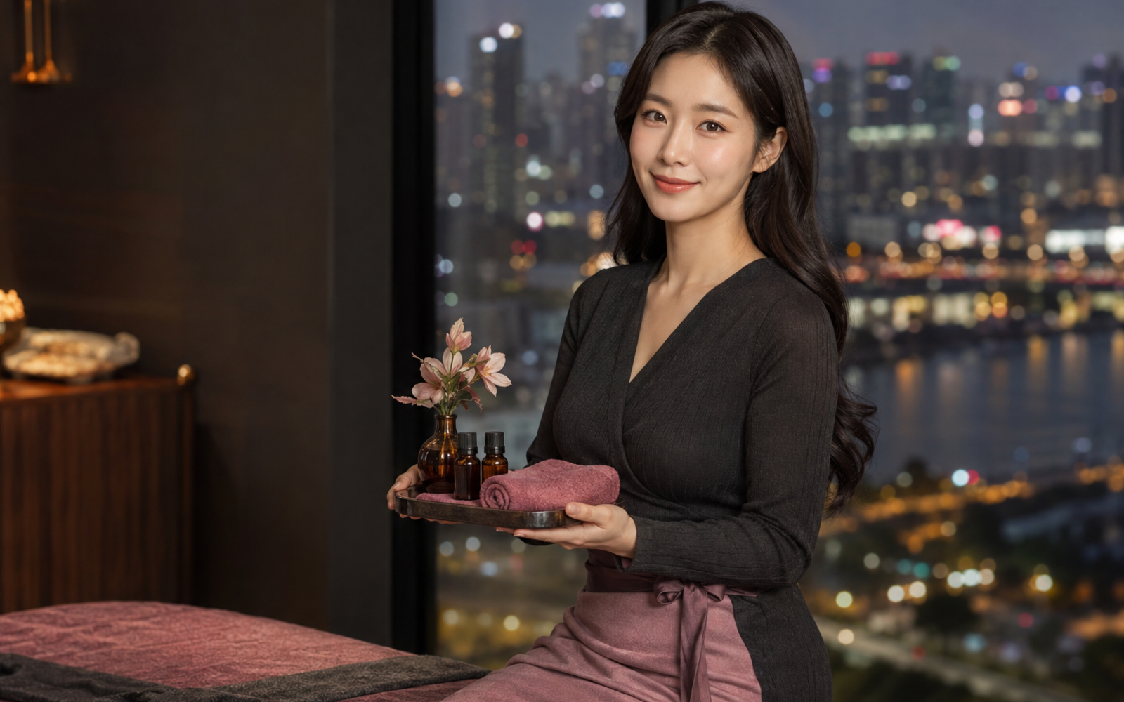 인천 방문 홈케어를 안내하는 젊은 성인 한국 여성 관리사